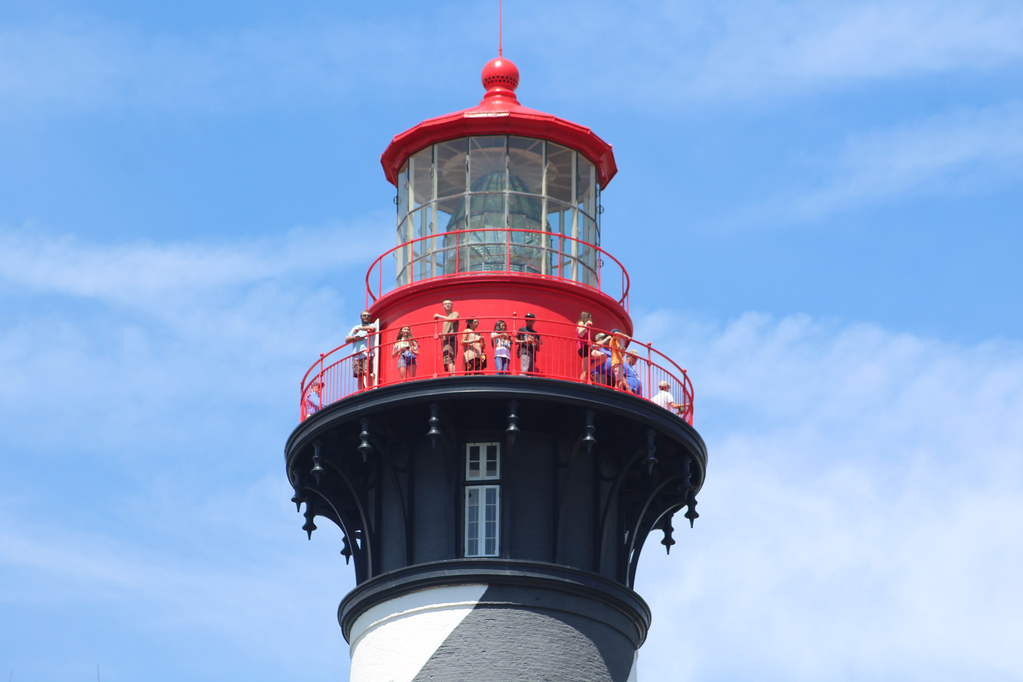 Visitors on the red lantern balcony of St. Augustine Lighthouse